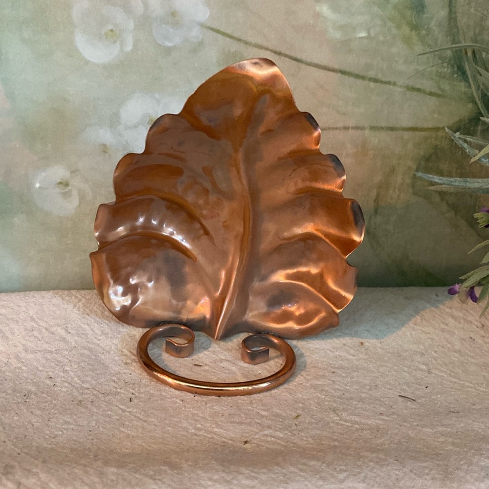 Copper leaf dish by Georgian made in USA